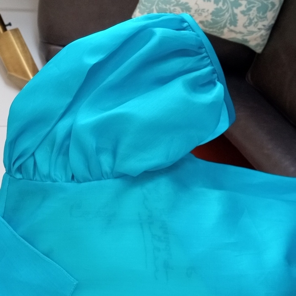 Ralph Lauren purple label women's blouse 100% silk size 6 turquoise color - Picture 5 of 17